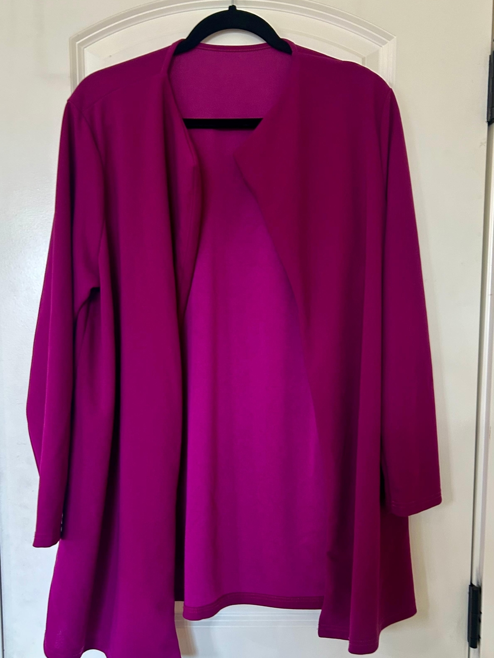 Fuchsia Open Front Lightweight Cardigan